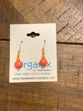Organix Coral Drop Earrings with Gold Accents